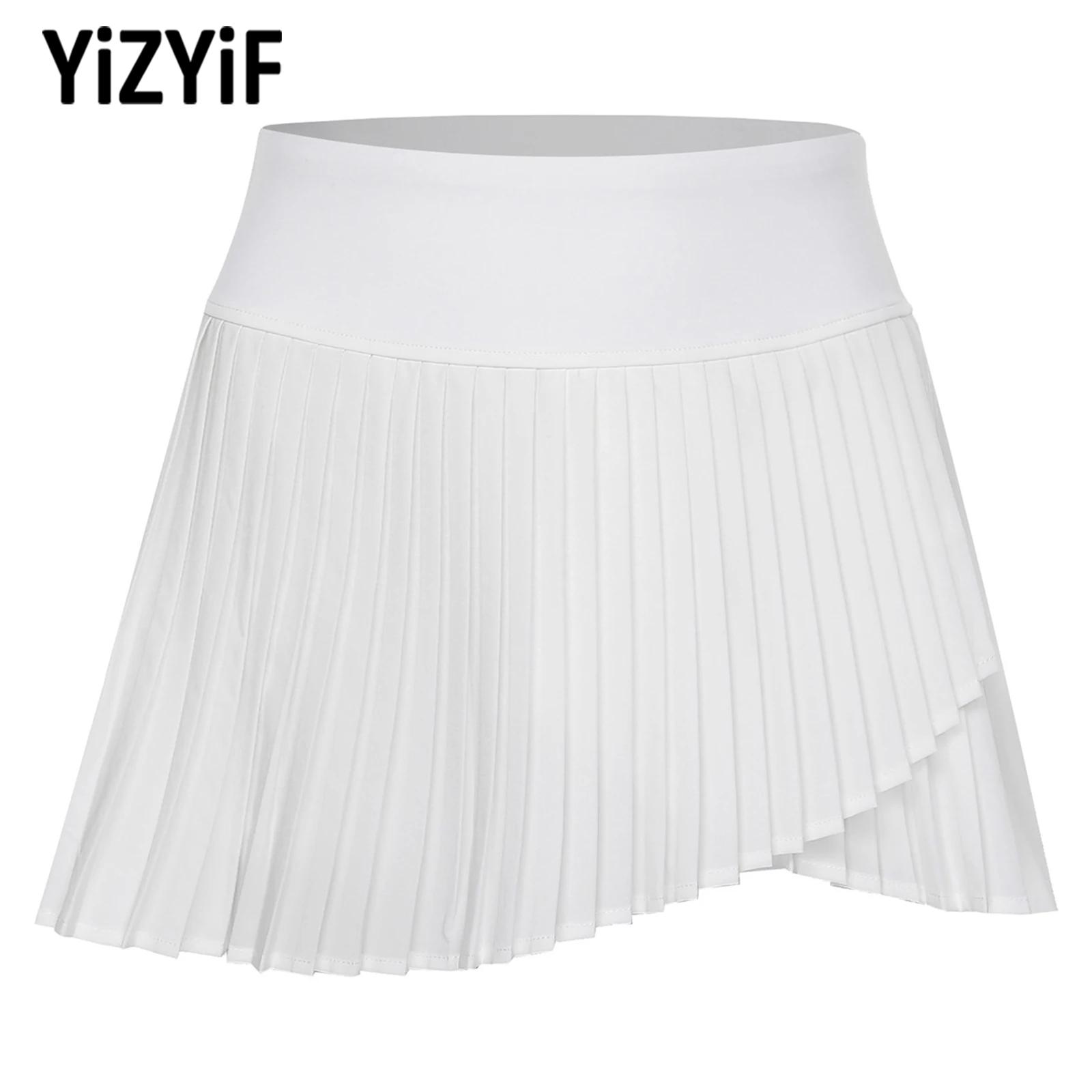 Badminton Xxl - กระโปรงเทนนิสแบดมินตันแห้งเร็วสำหรับผู้หญิง กระโปรงกอล์ฟแบบสองชิ้นหลอกตา ผ้าเนื้อยืด กระโปรงพลีทชายไม่สมมาตร