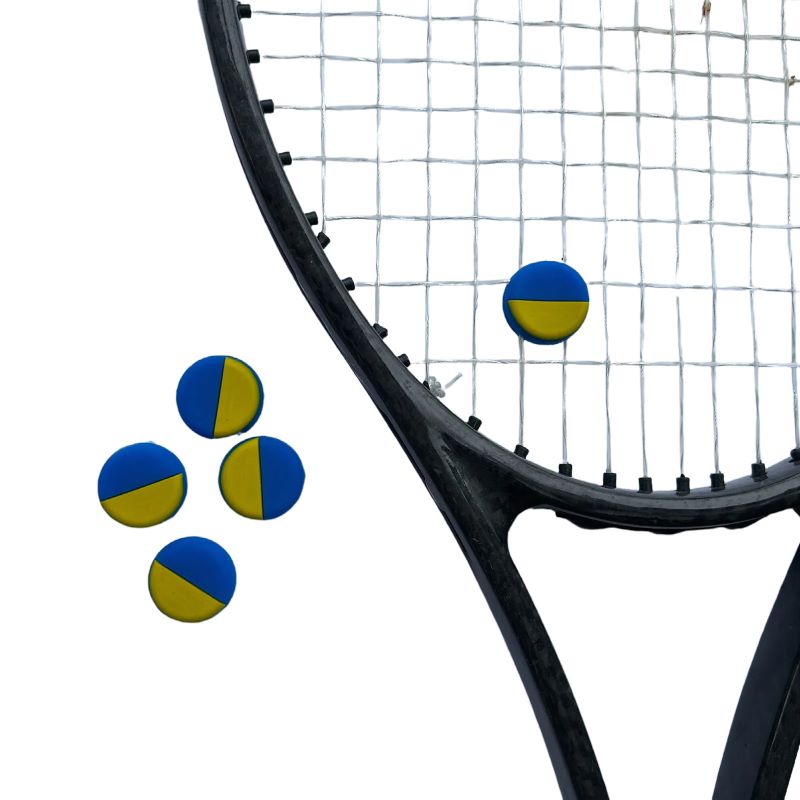 Racket Vibration Dampener - ตัวลดแรงสั่นสะเทือนไม้เทนนิสลายธงชาติยูเครน 4 ชิ้น/ชุด ทำจากซิลิโคน อุปกรณ์เสริมสำหรับเทนนิส